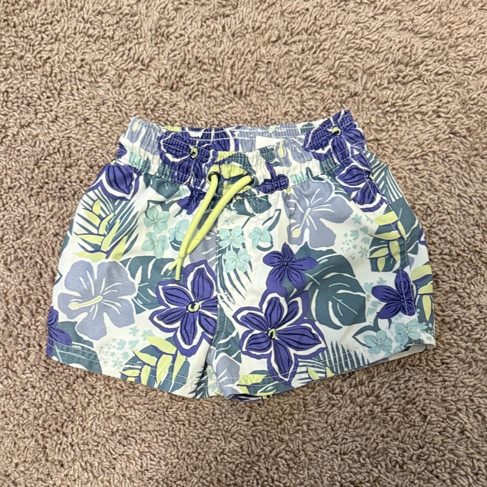 Carter's Tropical Floral Athletic Shorts - Blue and Yellow